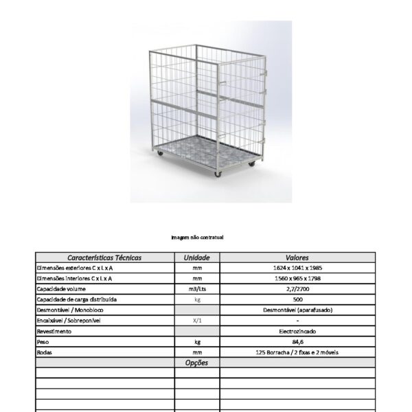 Contenedor rodante 1600x1000x2000 - Imagen 2