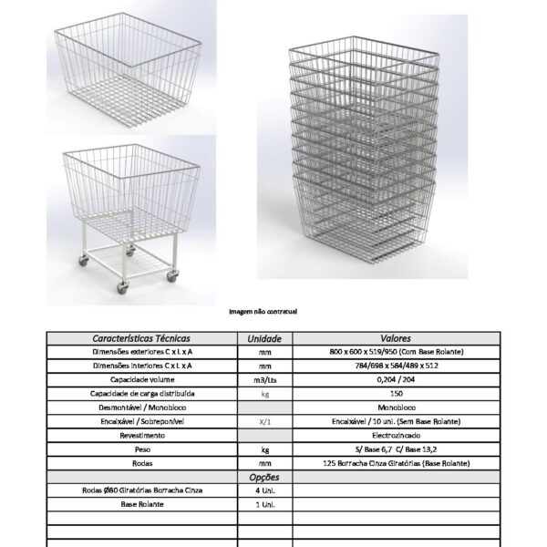Cesta de alambre 800x600x500 - Imagen 2