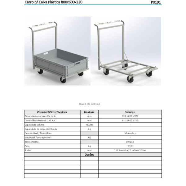 Carro para Caja Plástica 800x600x220 - Imagen 2
