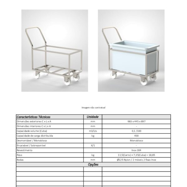 Carro Cuba 100L/250L/400L Inox - Imagen 6