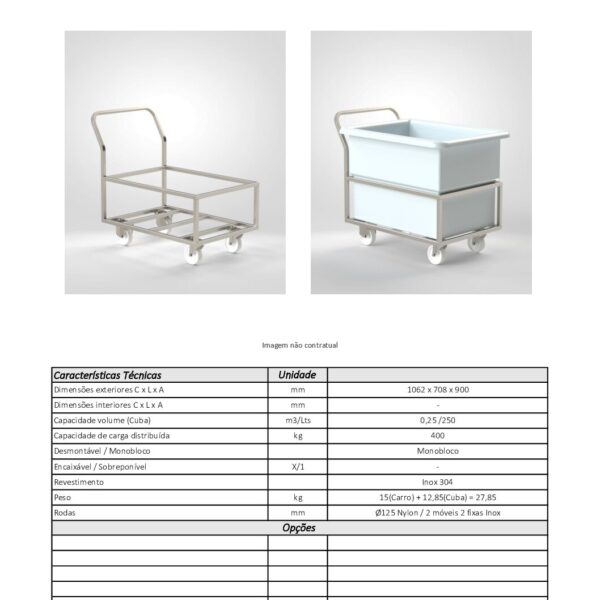 Carro Cuba 100L/250L/400L Inox - Imagen 3