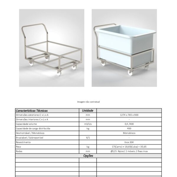 Carro Cuba 100L/250L/400L Inox - Imagen 9