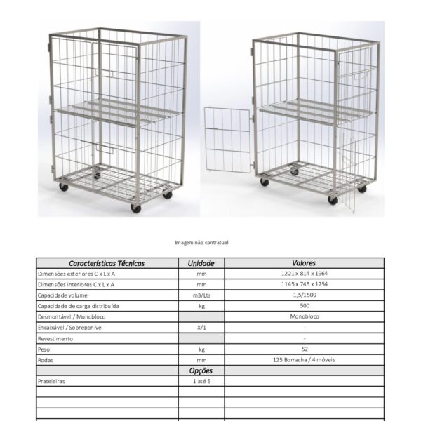Roll Container Inox 1200x800x2000 - Imagen 2