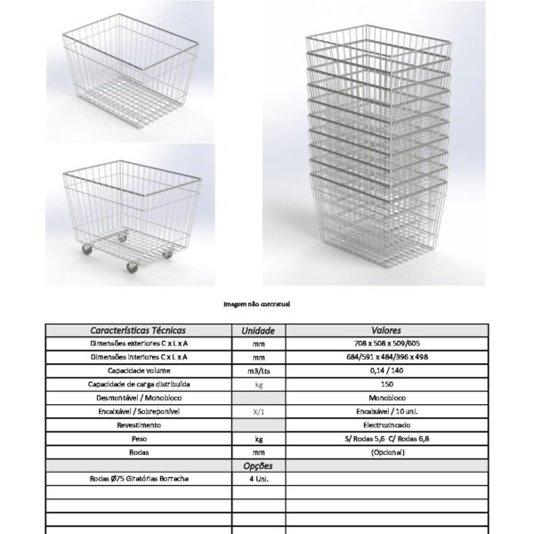 Cesta de Alambre 700x500x500 - Imagen 2