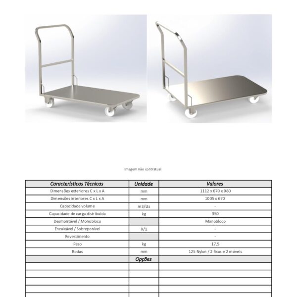 Carro Plataforma Inoxidable - Imagen 2